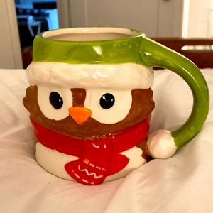 Extra large owl ceramic Christmas mug